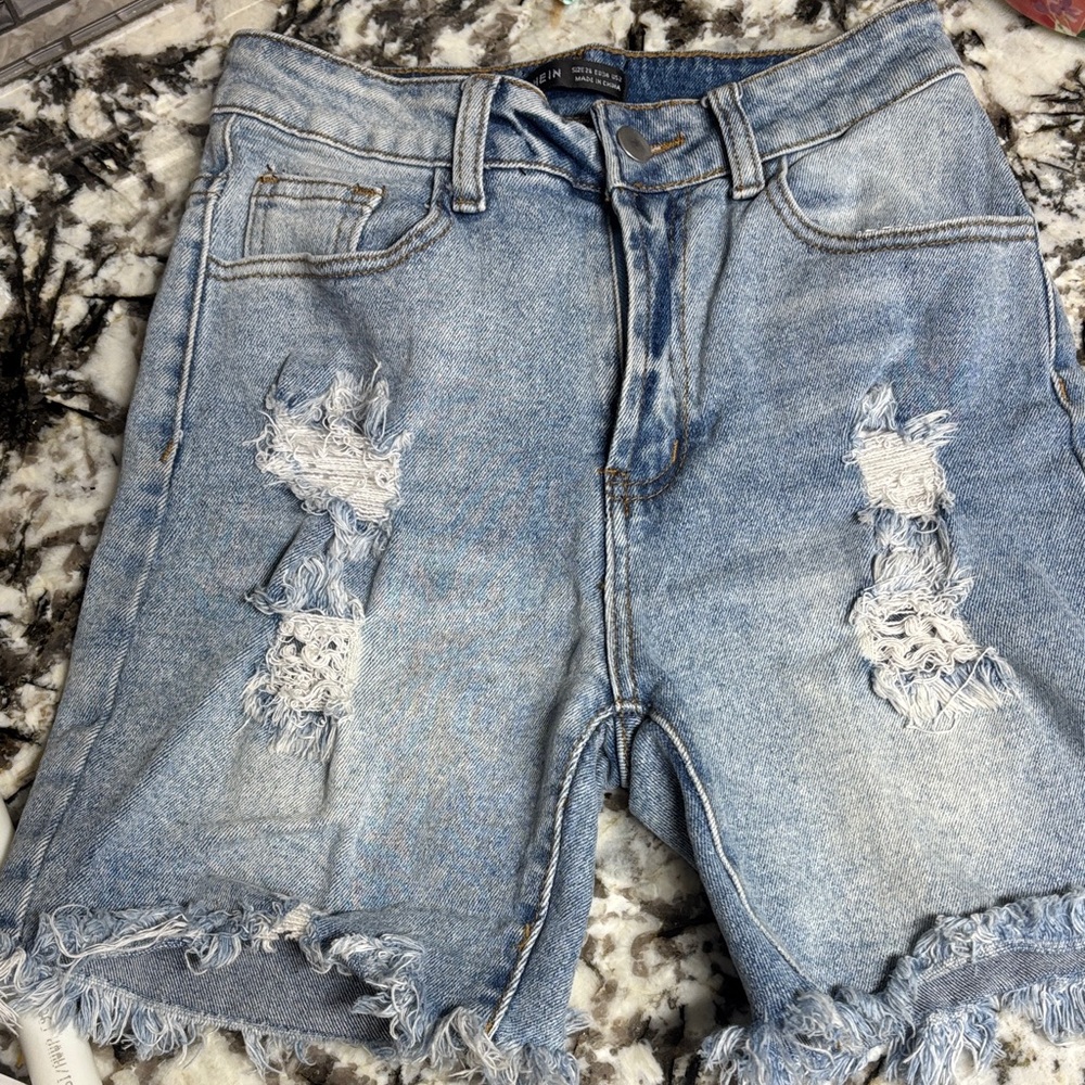 Distressed Denim Shorts